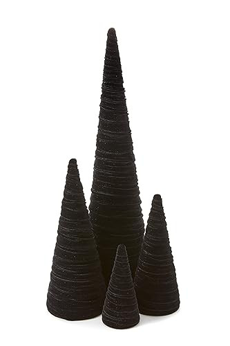 Velvet Trees Set of 4 Black, Modern Mantle Decor, Handmade Entryway Decor, Rustic Winter Home Dec... | Amazon (US)