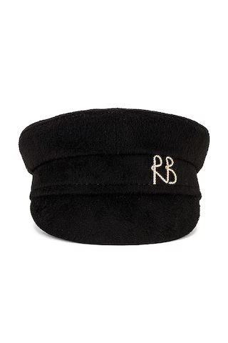 Monogram Embellished Baker Boy Cap in Black | Revolve Clothing (Global)