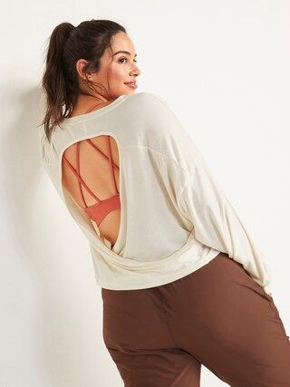 Ultra-Lite Long-Sleeve Cutout Wrap-Back Top for Women | Old Navy (US)
