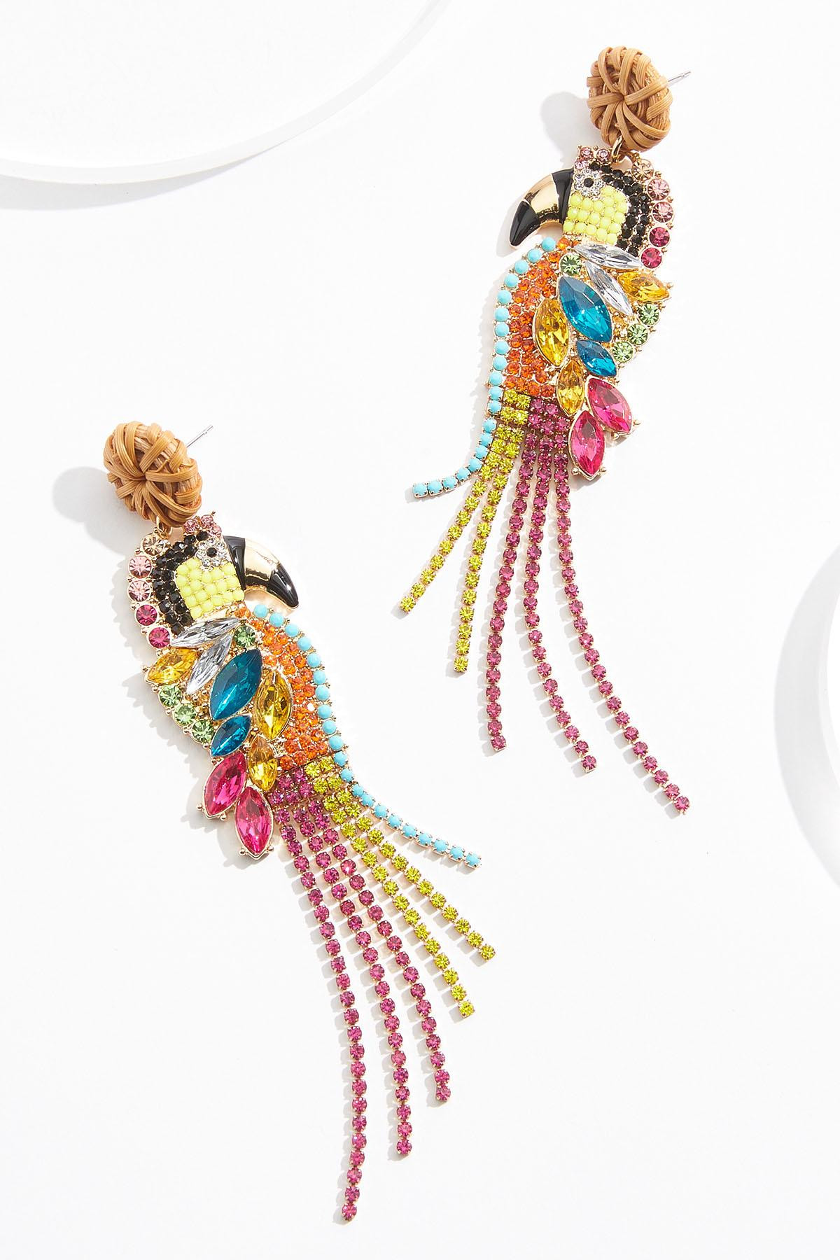Multicolor Glass Parrot Tassel Earrings | Cato Fashions