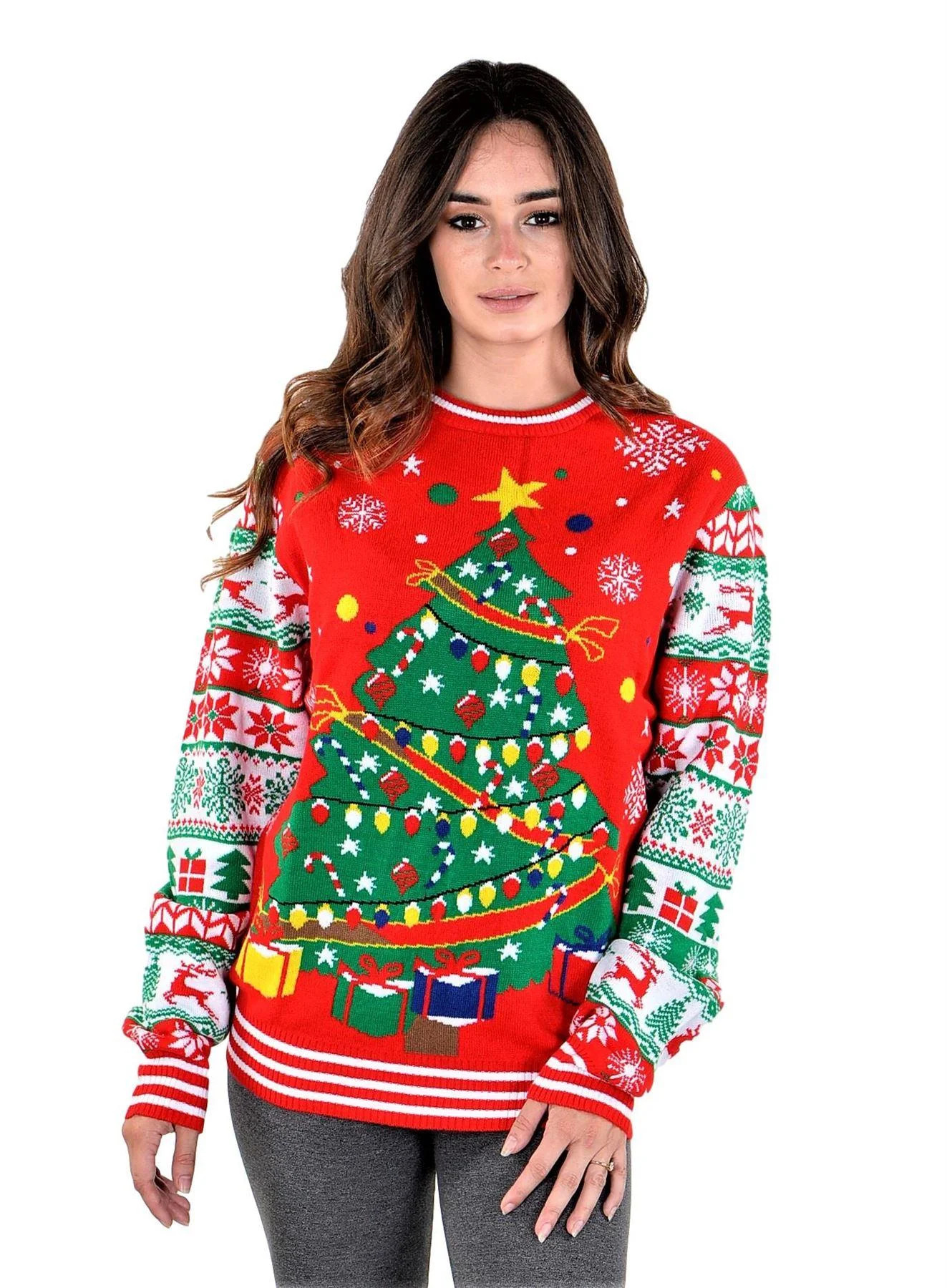 Socal Look Women's Ugly Xmas Sweater, Long Sleeve Crew Neck Knit Holiday Pullover, L | Walmart (US)