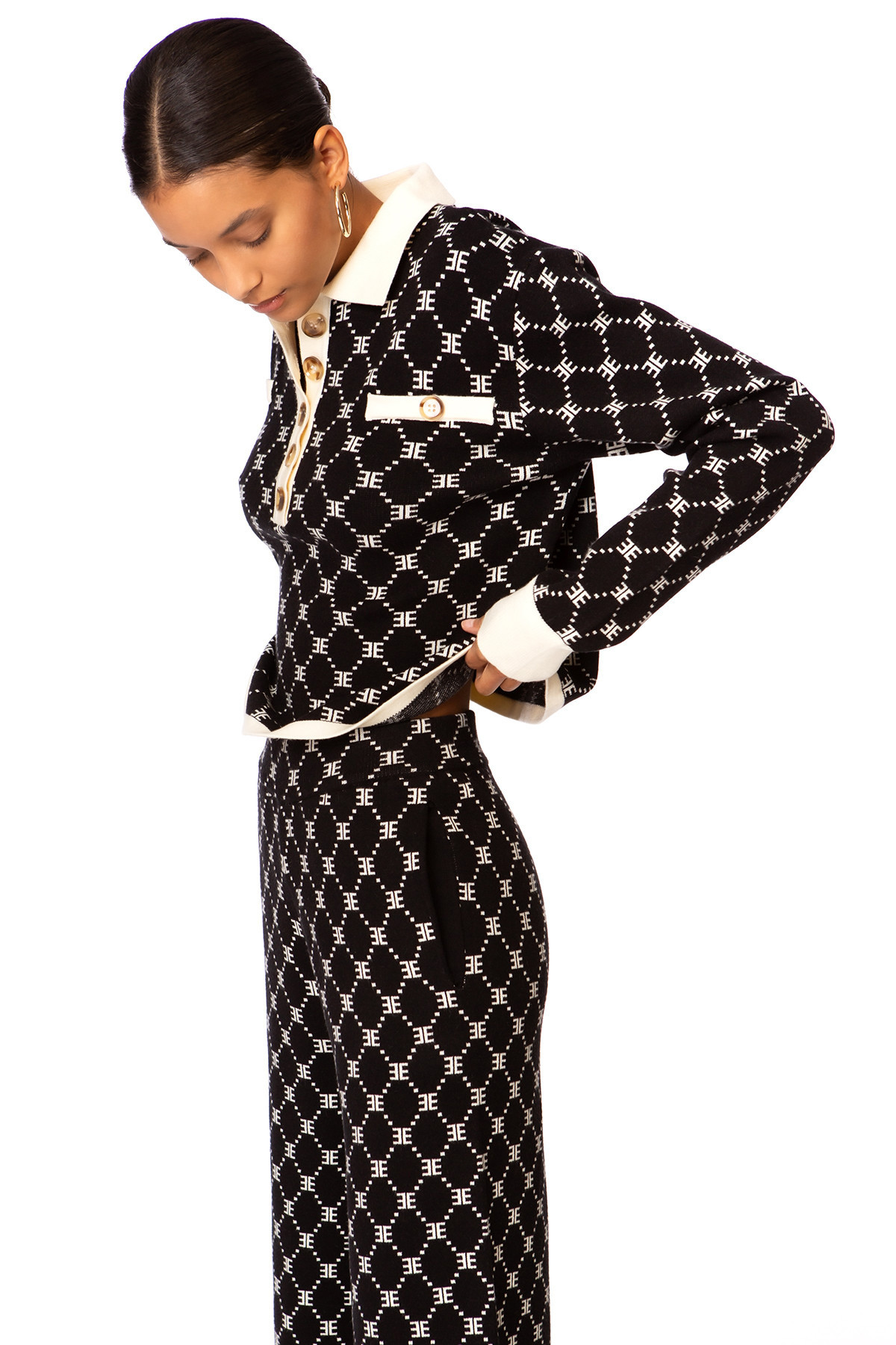 Monogram Collared Knit Top - FINAL SALE | EllandEmm