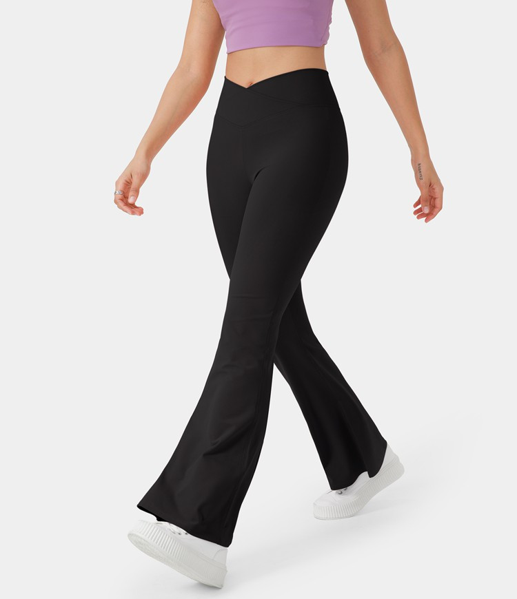 Women’s Crossover High Waisted Back Pocket Super Flare Leggings - HALARA | HALARA