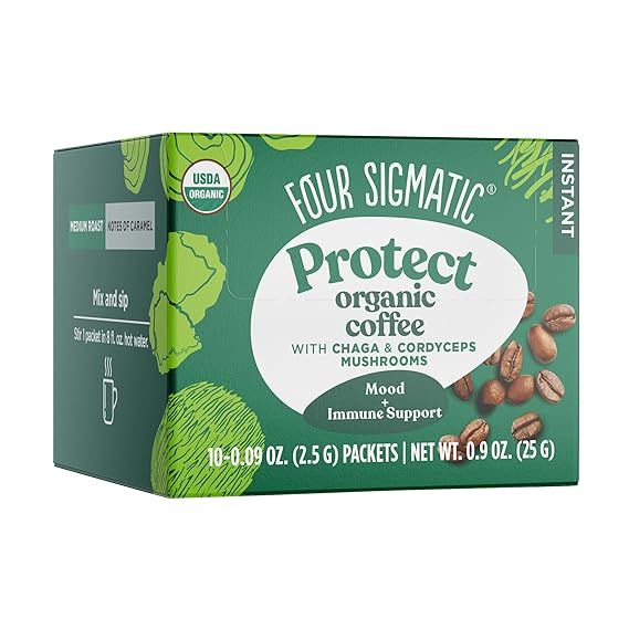Organic Instant Coffee Powder by Four Sigmatic | Arabica Instant Coffee Singles with Cordyceps, C... | Amazon (US)