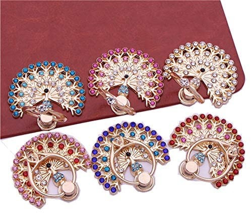 Bzybel 6pcs Peacock Pattern Cell Phone Ring Holder Electronics Ring Holder Stand Finger Ring Kick... | Amazon (US)