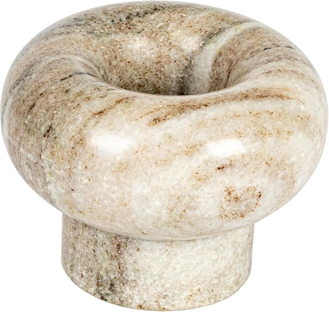 Bloomingville Round Marble Tealight Holder, Beige | Amazon (US)