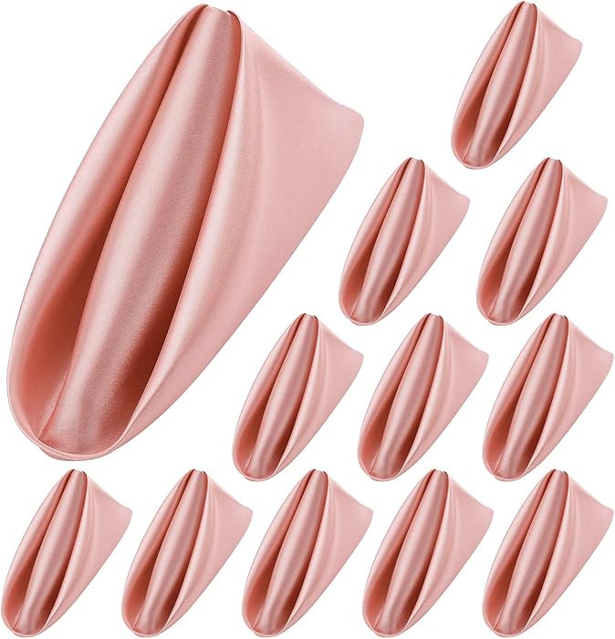 ANECO 12 Pieces Satin Napkins Soft Dinner Napkins Square Table Napkins 17 x 17 Inches for Restaur... | Amazon (US)