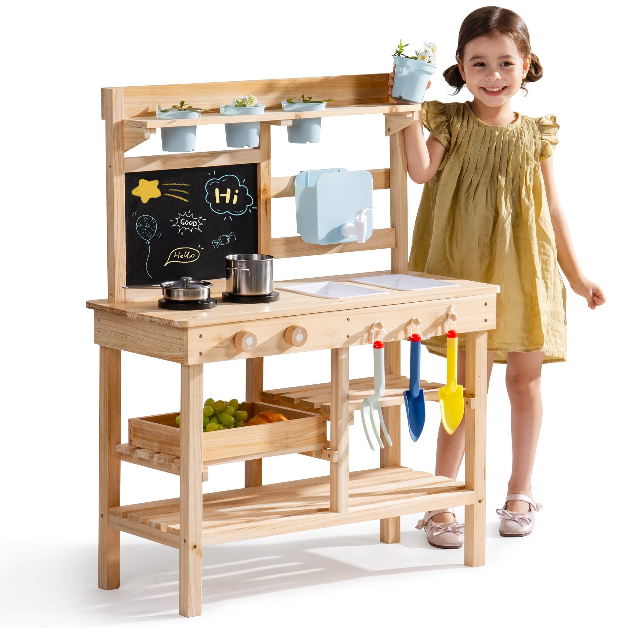 ROBUD Mud Kitchen for Kids Outdoor, Wooden Outdoor Play Kitchen, Kids Mud Kitchen with Removable ... | Amazon (US)