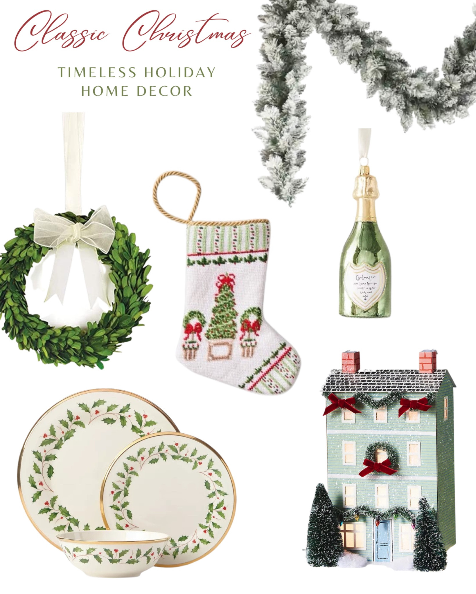 Classic Christmas traditional decor Spode tablescape red and green timeless holiday garland village needlepoint stocking flocked spruce 

#LTKHoliday #LTKSeasonal #LTKunder100