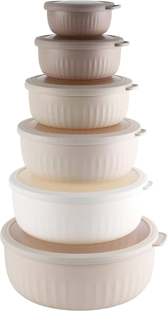 COOK WITH COLOR Prep Bowls with Lids- Wide Mixing Bowls Nesting Plastic Small Mixing Bowl Set wit... | Amazon (US)