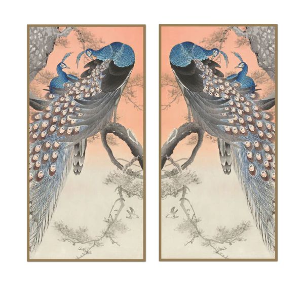 Sunset Peacock Panel Pair | Urban Garden Prints