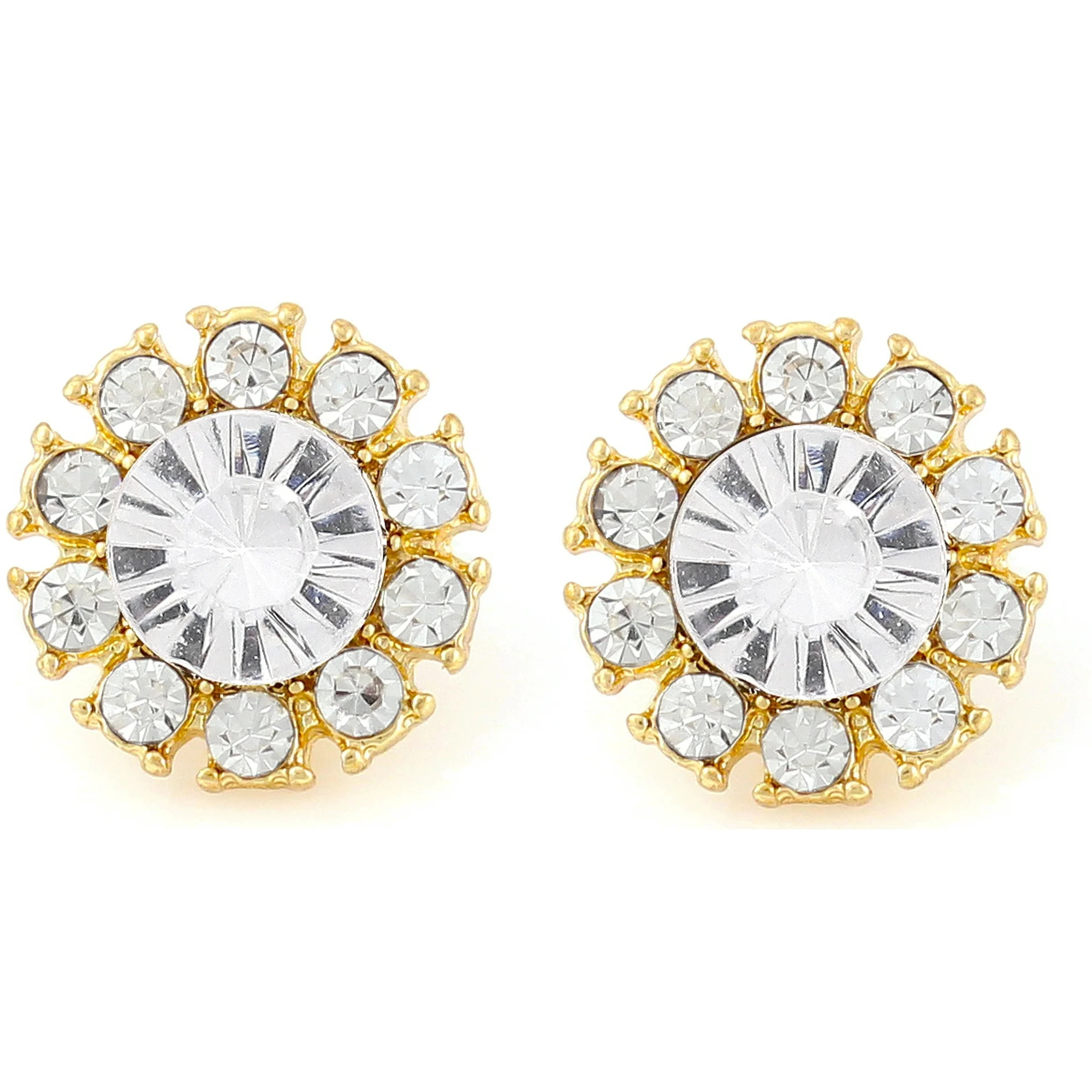 Round Crystal Center Stone Earrings, 2 Pairs | Walmart (US)
