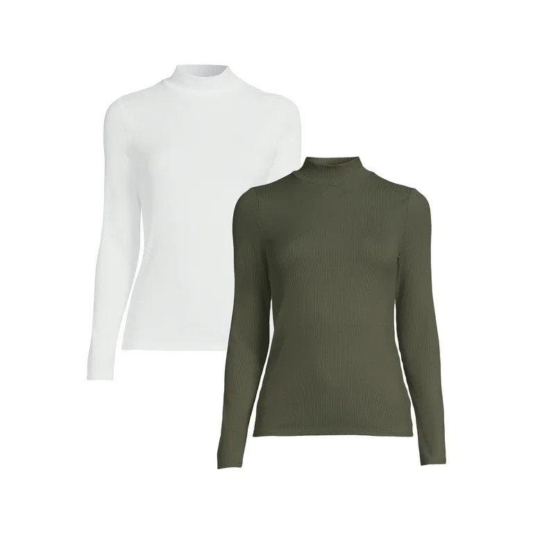 No Boundaries Juniors Mock Neck Top with Long Sleeves, 2-Pack, Sizes XS-3XL | Walmart (US)
