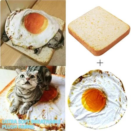 Pet Bed Dog Cat Mat Blanket Kennel Durable Soft Bread Poached Eggs Mats | Walmart (US)