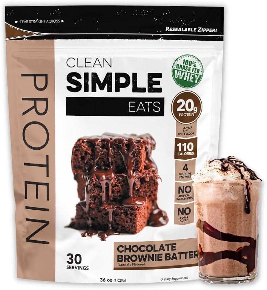 Clean Simple Eats Chocolate Brownie Batter Whey Protein Powder, Natural Sweetened and Cold-Proces... | Amazon (US)