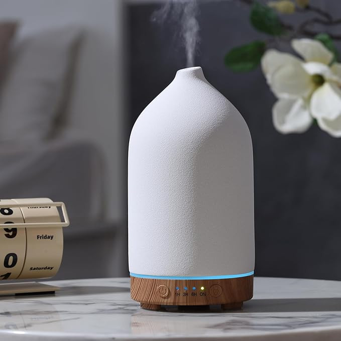 200ML Ceramic Essential Oil Diffuser - Ultrasonic Aromatherapy & Humidifier with 7-Color LED Ligh... | Amazon (US)