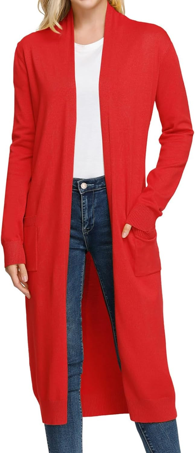 GRACE KARIN Essential Solid Open Front Maxi Long Knitted Cardigan Sweater for Women | Amazon (US)