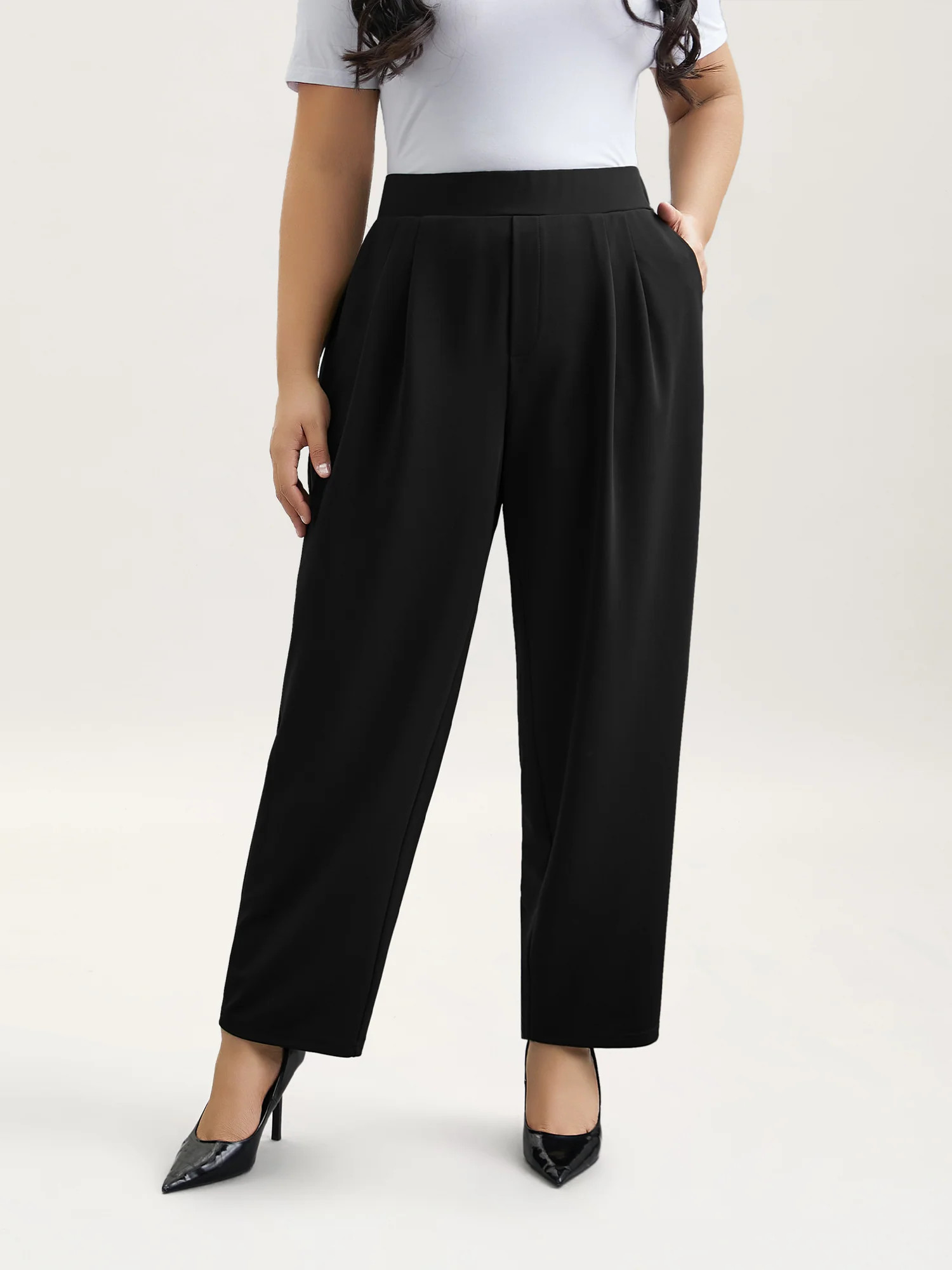 Stretchy-Waist Straight Leg Pants | Bloomchic