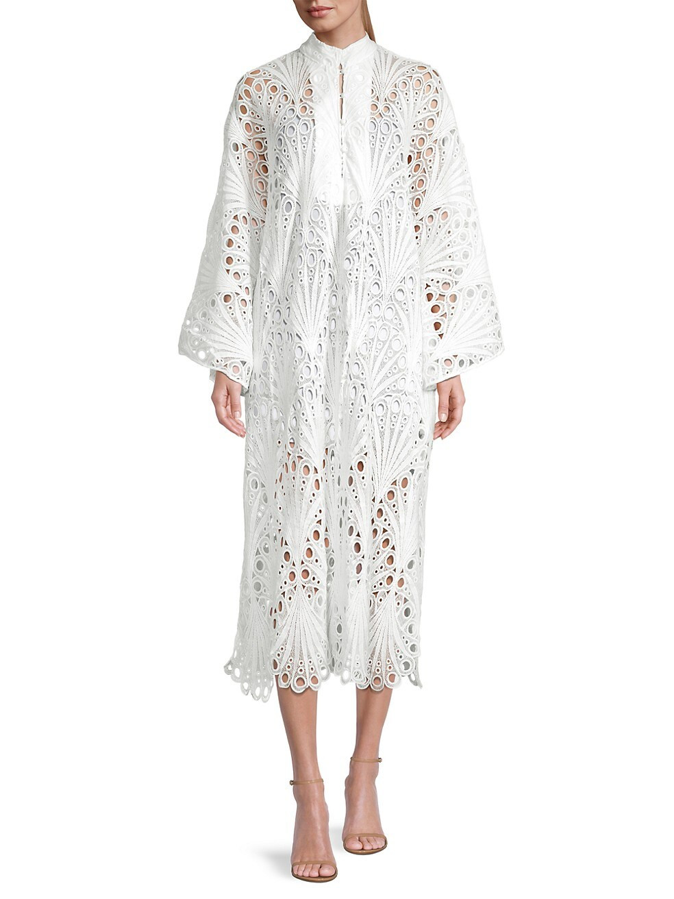 Lace & Eyelet Caftan Midi-Dress | Saks Fifth Avenue