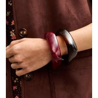 Red Pack Of 2 Angular Chunky Bangles New Look | New Look (UK)