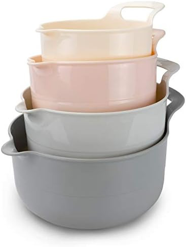 Cook with Color Mixing Bowls - 4 Piece Nesting Plastic Mixing Bowl Set with Pour Spouts and Handl... | Amazon (US)