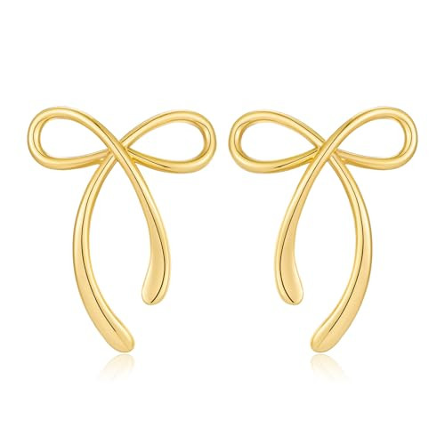 Gold Bow Stud Earrings for Women Statement Bow Stud Earrings | Amazon (US)