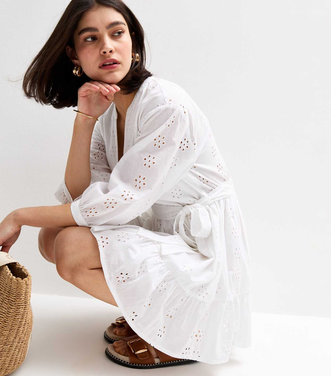 White Broderie Anglaise Mini Dress | New Look | New Look (UK)