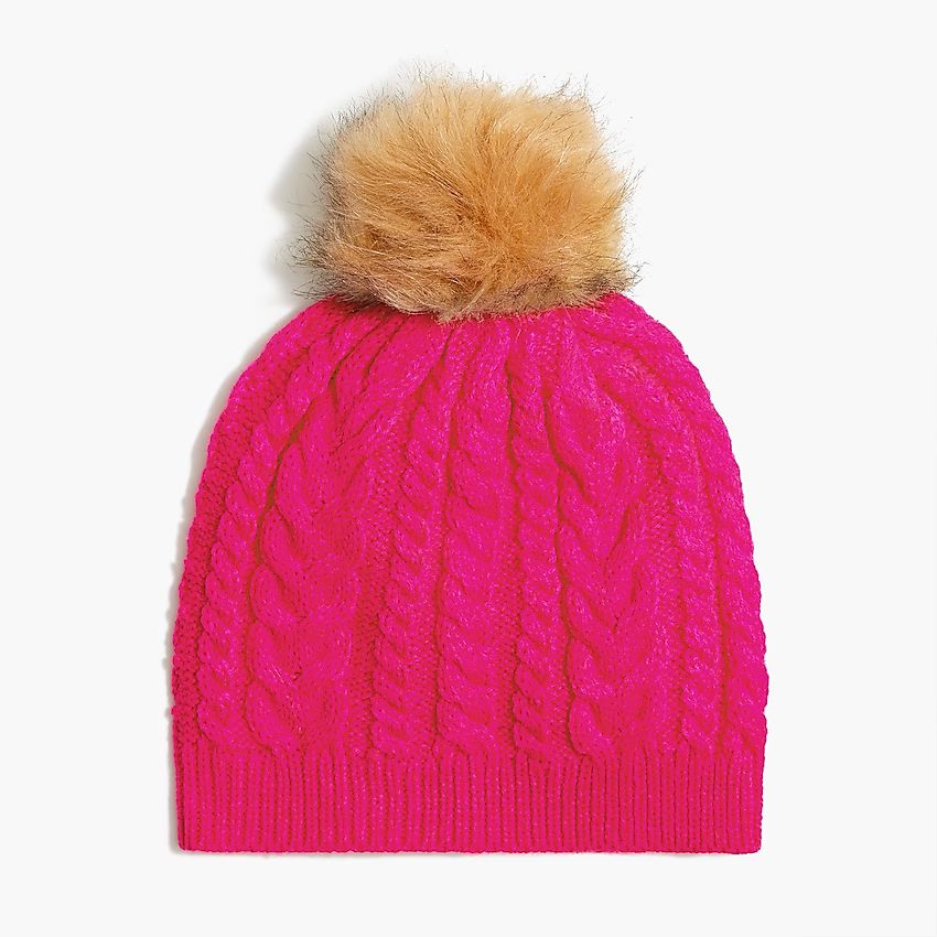 Cable pom-pom beanie hat | J.Crew Factory