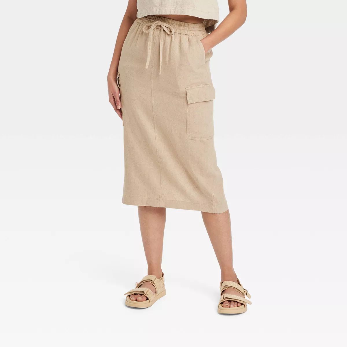 Women's Linen Midi Skirt - A New Day™ Tan M | Target