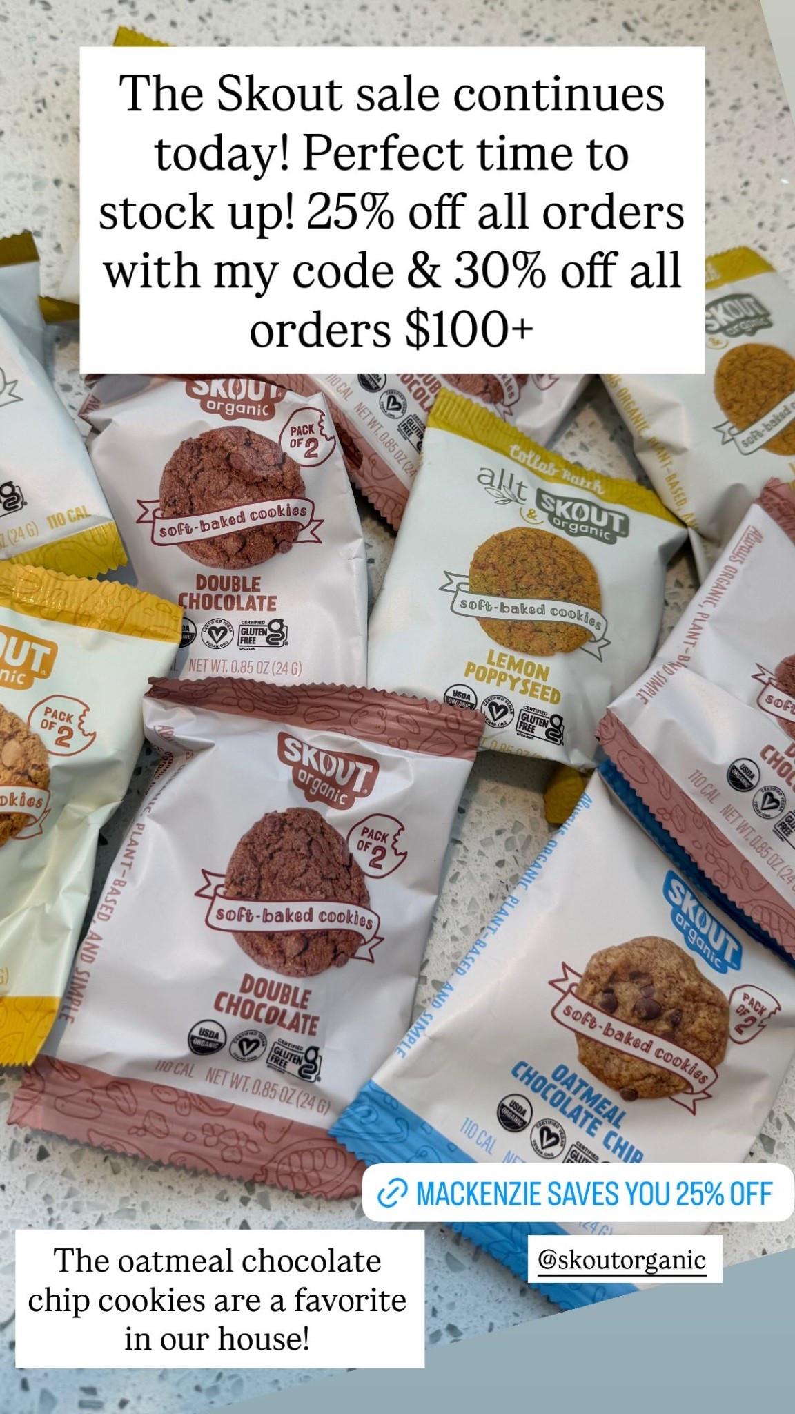 The oatmeal chocolate chip cookies are a favorite in our house! The Skout sale continues today! Perfect time to stock up! 25% off all orders with my code & 30% off all orders $100+

#LTKmomlife #LTKKids #LTKfoodie