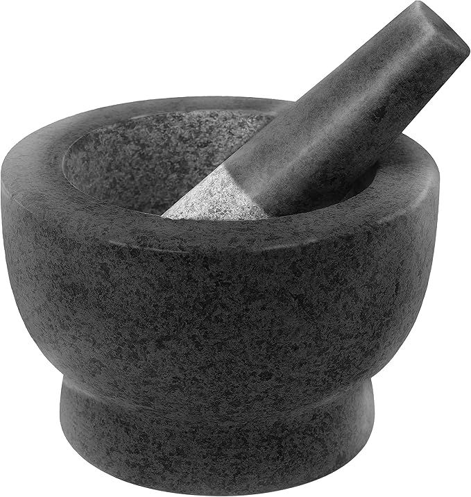 ChefSofi Mortar and Pestle Set - Black Polished Exterior - 6 inch - 2 Cup Capacity | Amazon (US)