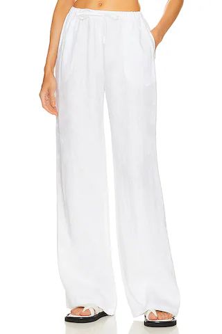 AEXAE Linen Drawstring Trouser in White from Revolve.com | Revolve Clothing (Global)