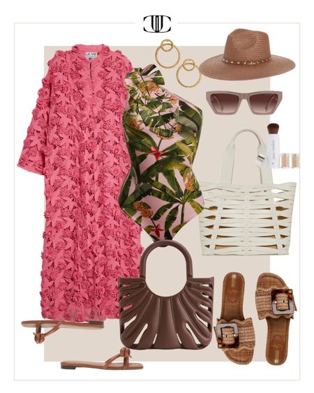 Let’s all take a moment for this cover-up. You all know I love a dramatic piece and this has my name written all over it.  I love how this lace kaftan “is a pattern but not a pattern" so it compliments the bathing suit beautifully. 

Fedora hat, bathing suit, one piece, top handle bag, cover-up, sandals

#LTKover40 #LTKstyletip #LTKshoecrush