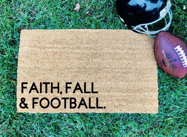 Faith Fall and football doormat, door mat, welcome mat, football decor, fall decor, football team, f | Etsy (US)
