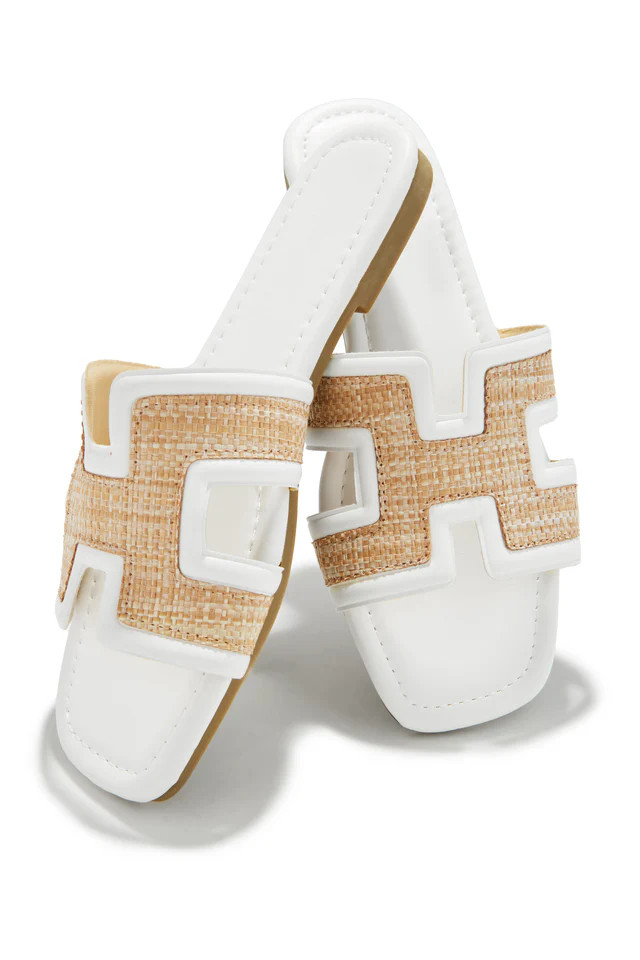 Miss Lola | Yuliana White Slip On Sandals | MISS LOLA