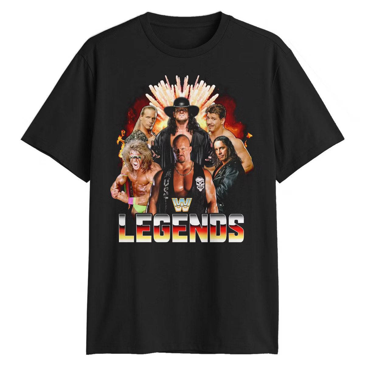 Men's WWE Legends Short Sleeve T-Shirt - Black XL | Target
