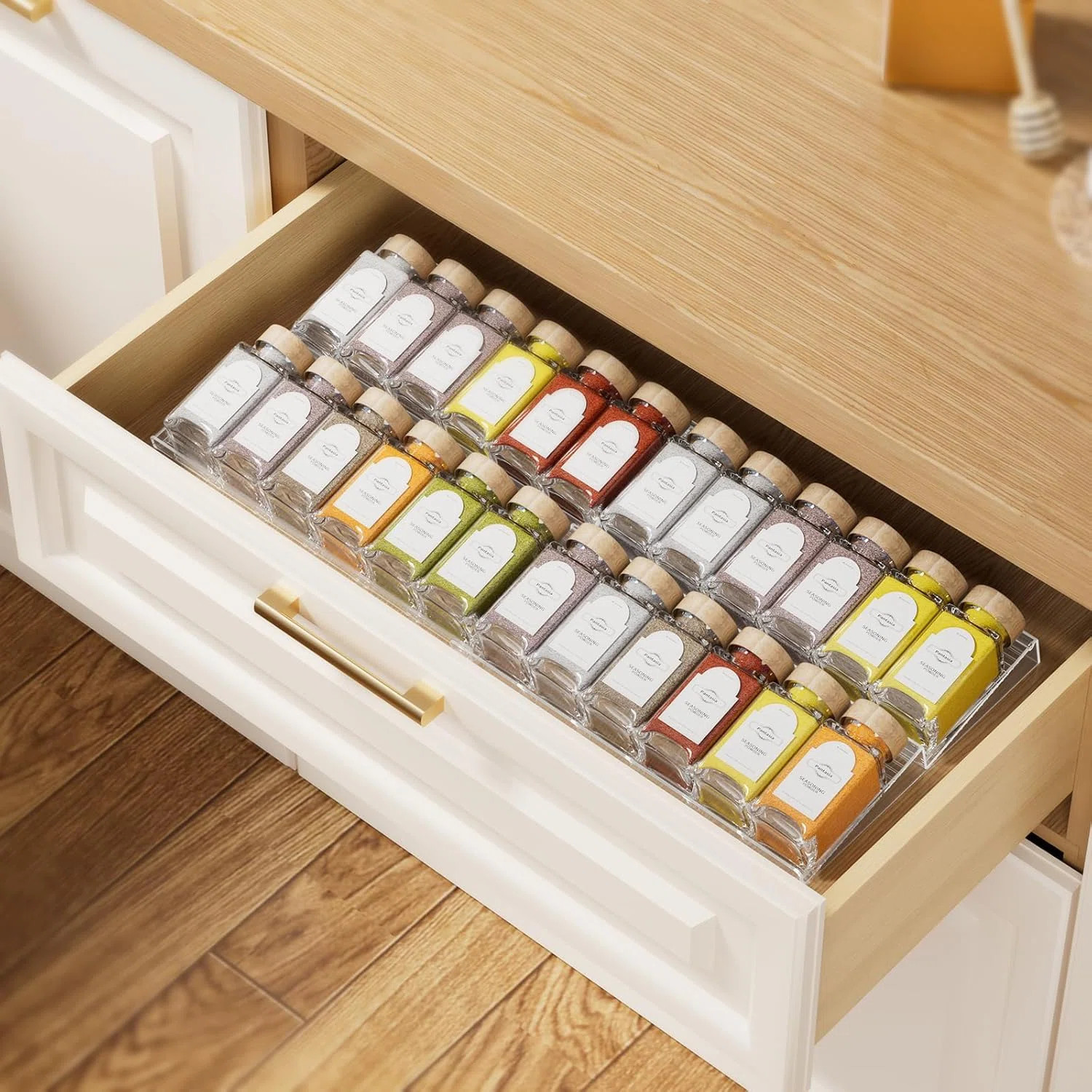 2 Pack 2-Tier Clear Acrylic Spice Drawer Organizer, 11"-22" Expandable for Kitchen Seasoning Stor... | Wayfair North America