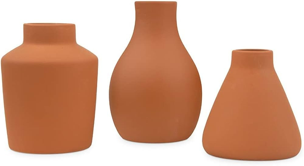 Weddingstar 3-Piece Clay Table Vase Set - Brown Terra Cotta | Amazon (US)