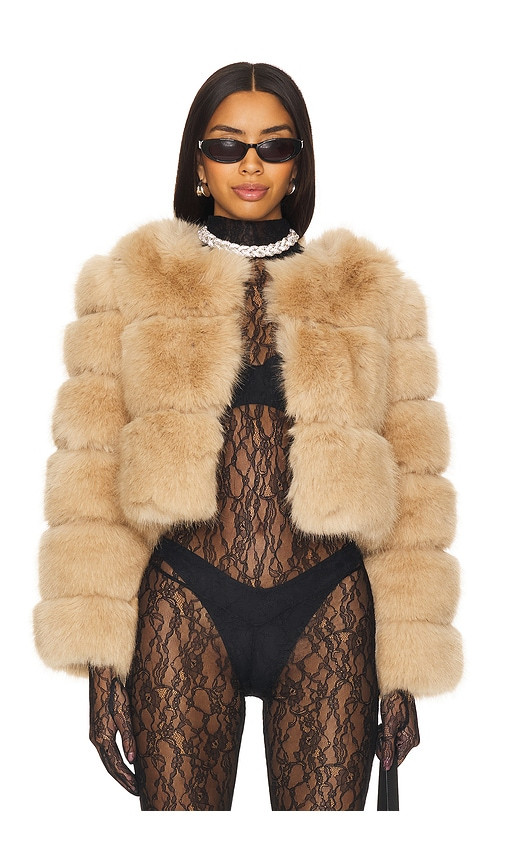 Line & Dot Liana Faux Fur Jacket in Tan. - size M | Revolve Clothing (Global)