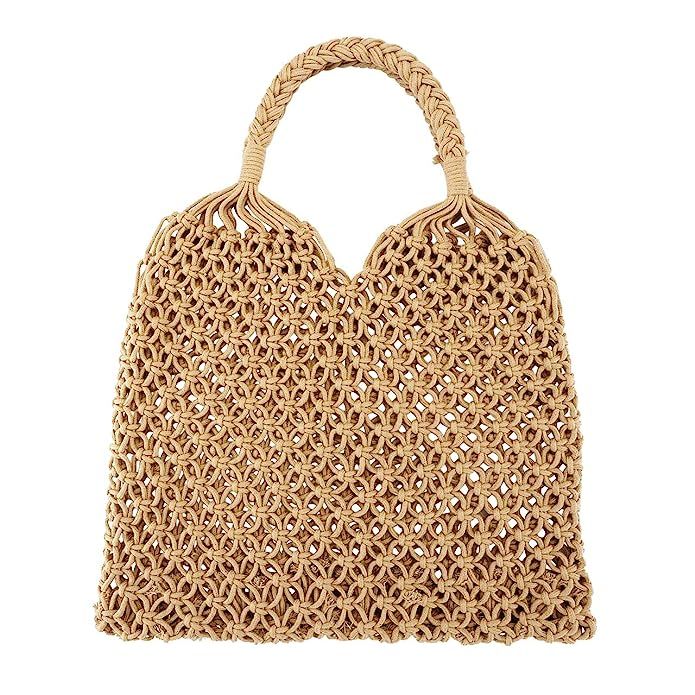 Ayliss Handmade Straw Bag Travel Beach Fishing Net Handbag Shopping Woven Shoulder Bag for Women/... | Amazon (US)