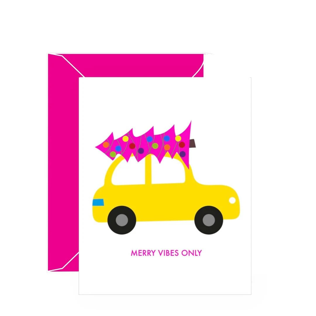 Merry Vibes Only Christmas Greeting Card - Etsy | Etsy (US)