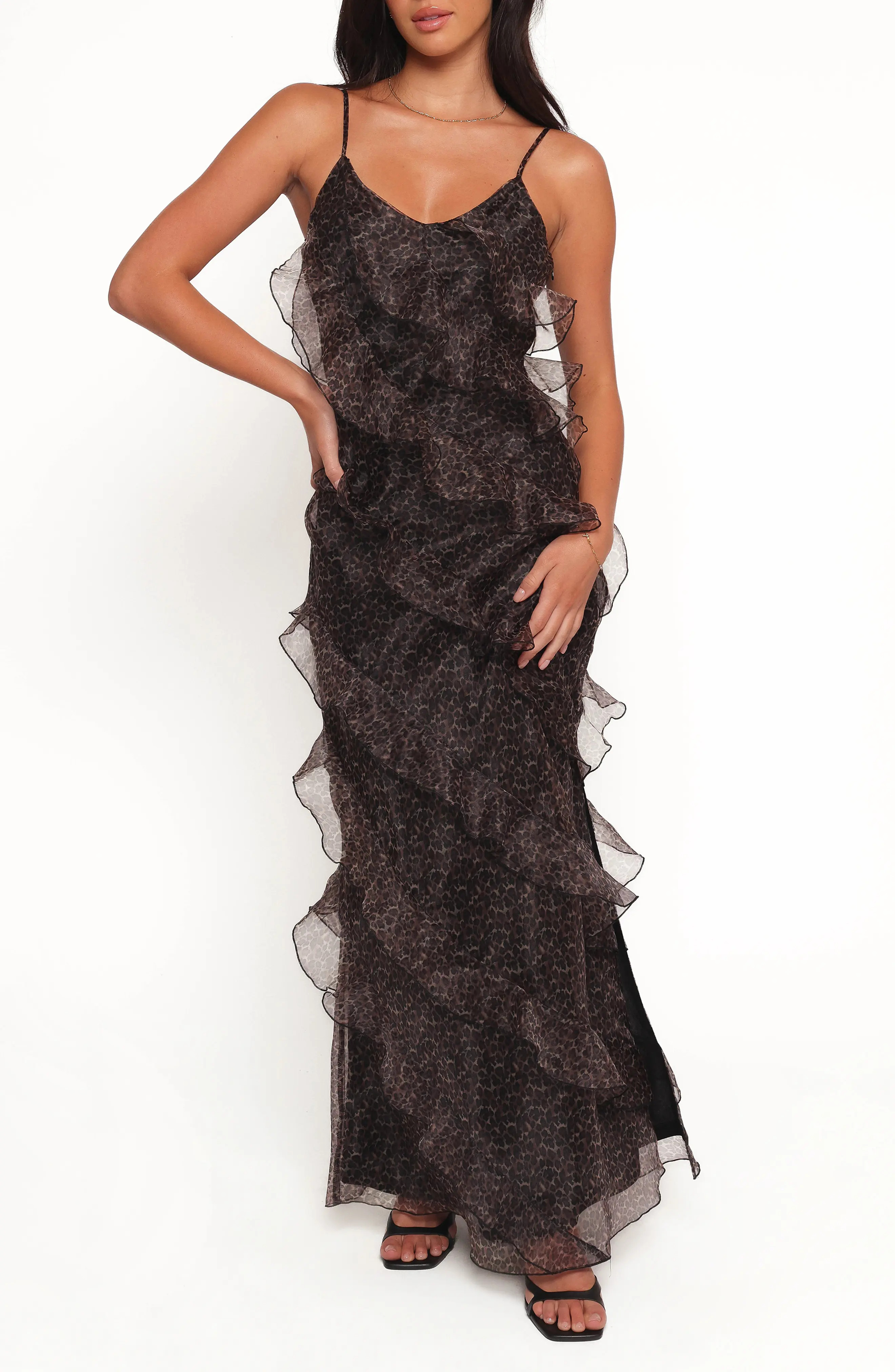 Ciao Leopard Print Ruffle Chiffon Maxi Dress (Women) | Nordstrom | Nordstrom
