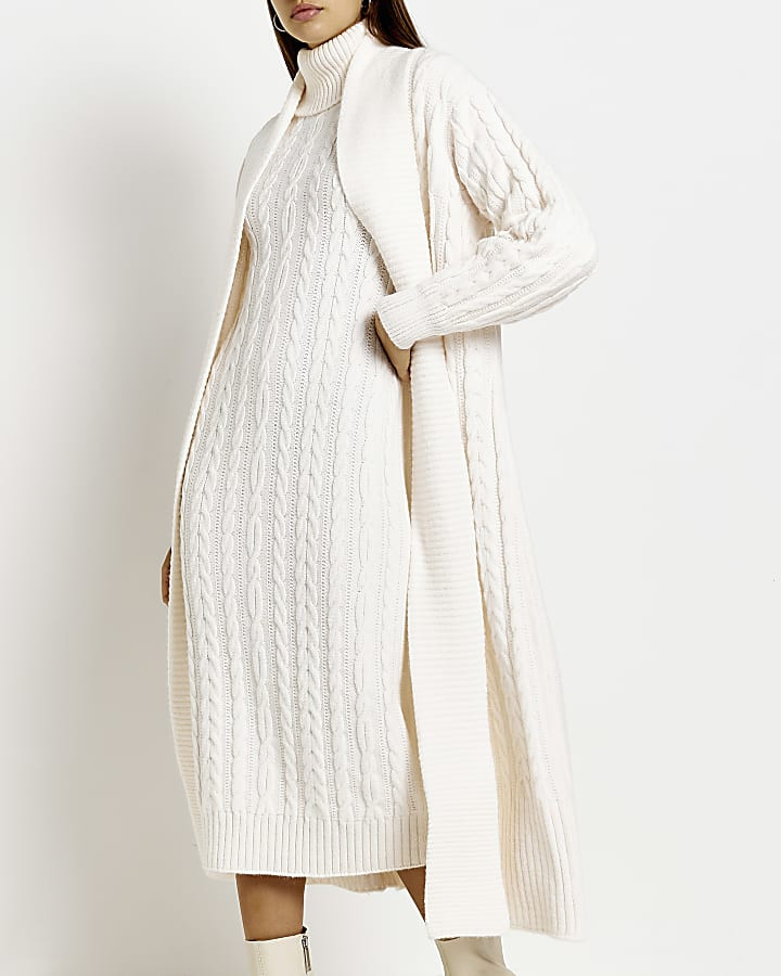 Cream cable knit longline cardigan | River Island (UK & IE)
