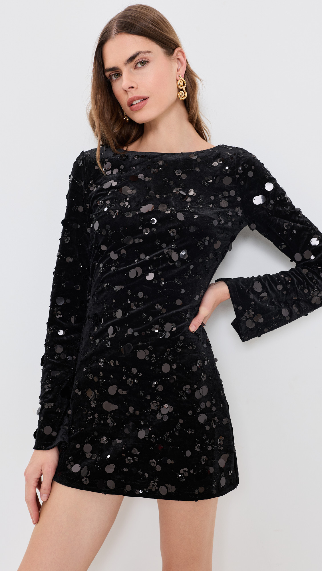 Bailey Rose Sequin Velvet Mini Dress Black S | Shopbop