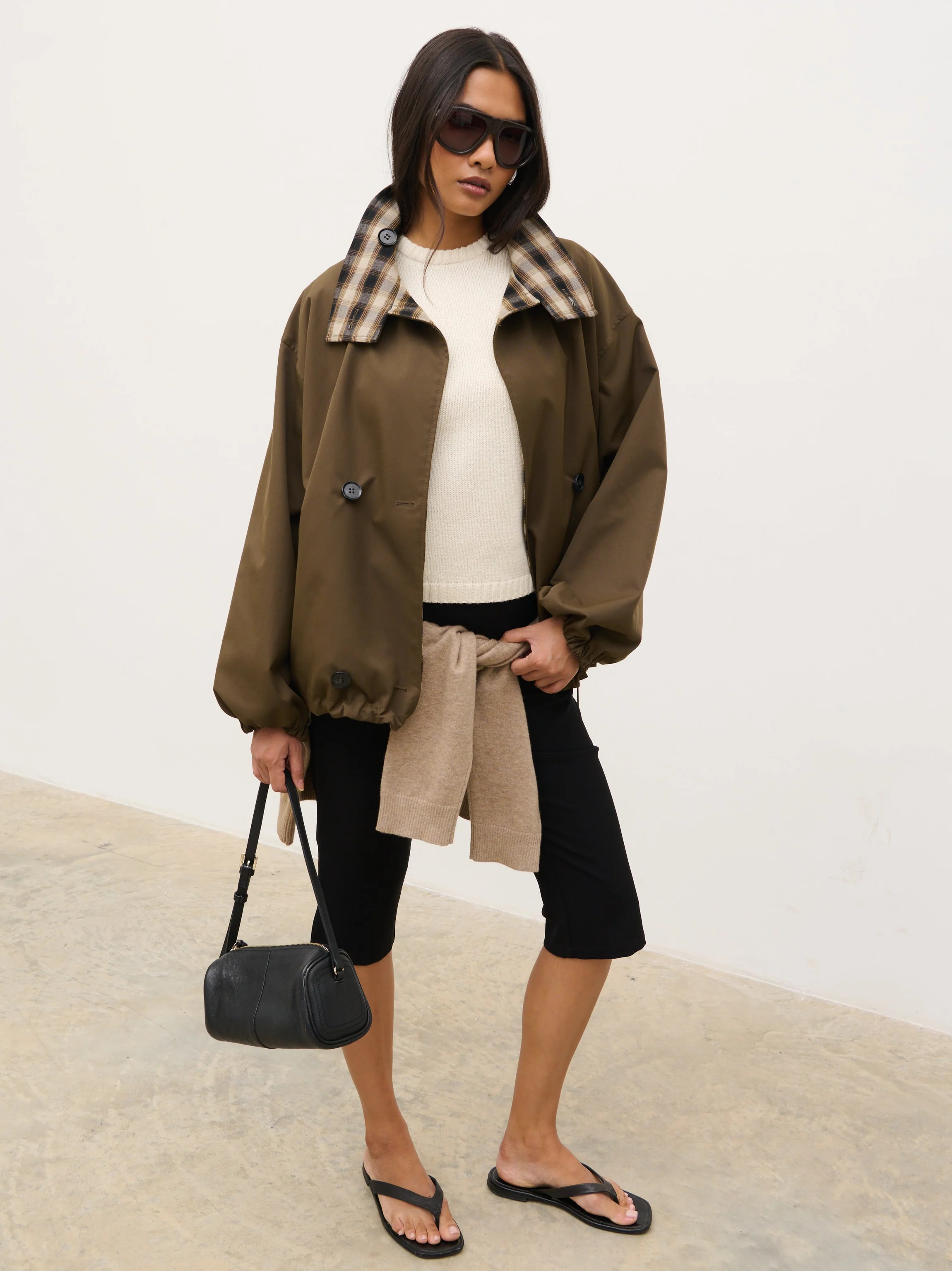 Katie Funnel Neck Short Trench - Camel | Pretty Lavish (UK)