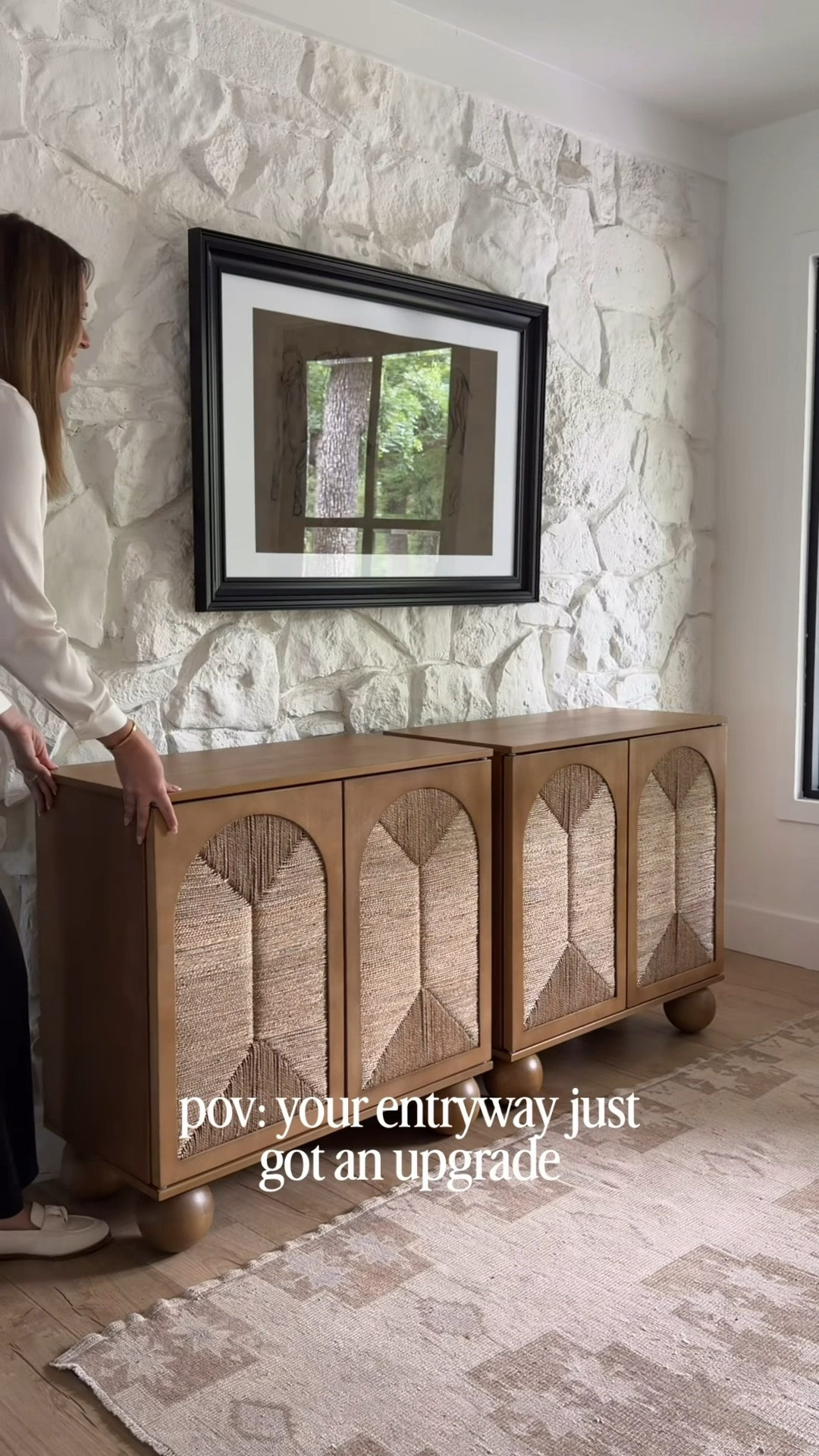 This entryway moment came together so effortlessly with layers of texture and warm neutrals. The Leah cabinet from Nathan James is the perfect foundation against the stone wall—bringing in that beautiful woven seagrass detail that softens the space. I styled the top with some of my favorite Pottery Barn decor and lamps to keep it feeling elevated but still lived-in. It’s one of those spots that feels both functional and really intentional.

Keywords: entryway decor ideas, stone wall styling, woven cabinet, seagrass furniture, pottery barn decor, table lamp styling, console styling, neutral home decor, organic modern home, textured interiors, entryway storage, layered home design, warm wood tones, interior styling inspiration @Nathan James 

#LTKSaleAlert #LTKselfcare #LTKHome
