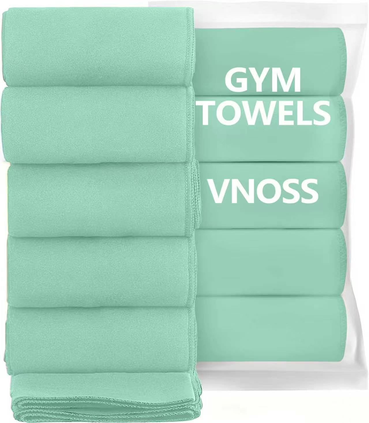 Microfiber Gym Towels - Quick Dry, Highly Absorbing, Odor-Free, for Women & Men - Gym Towel for Hot Yoga, Tennis, Working Out, Camping, Set of 5, Aquamarine, 16 x 27Inch | Amazon (US)