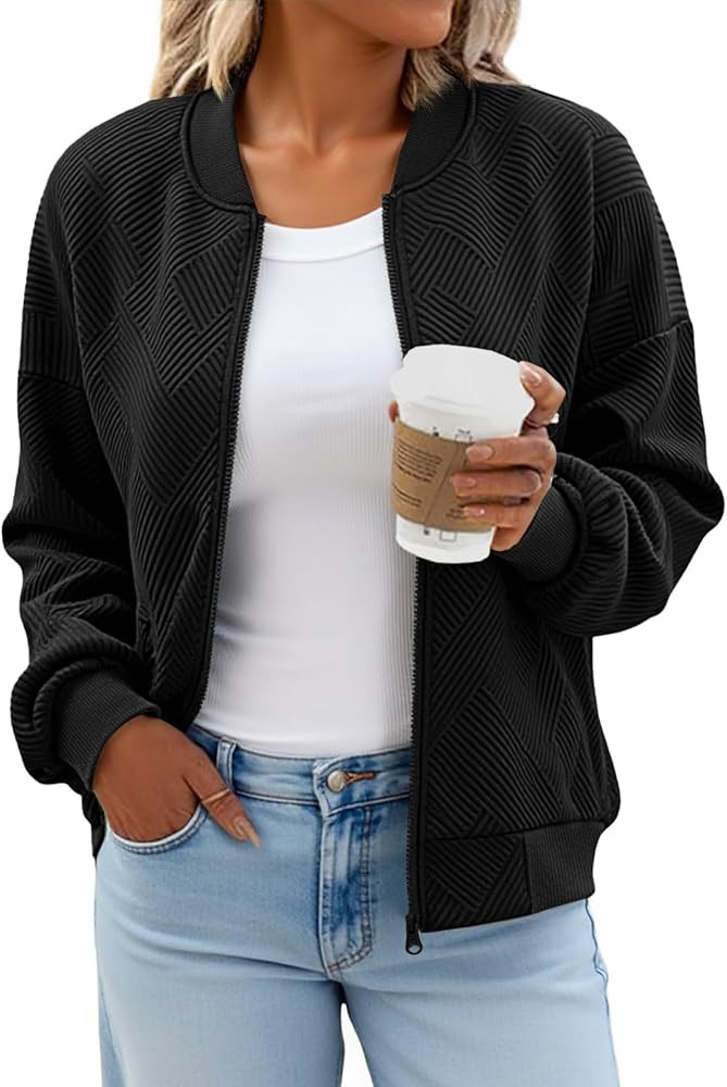Tankaneo Womens Bomber Jacket Zip Up Casual Jackets Lightweight Trendy Outerwear Coat with Pocket... | Amazon (US)