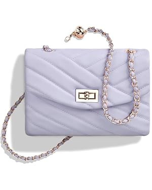 LAVTUG Quilted Crossbody Bags for Women - Vegan Leather Cute Small Purse with Gold Chain Strap, T... | Amazon (US)