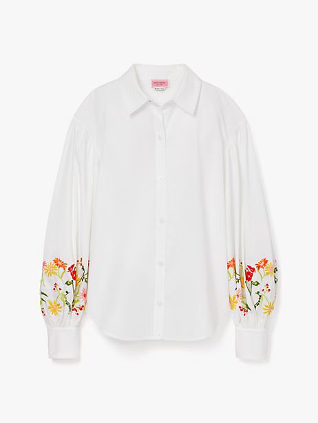 Embroidered Gathered Sleeve Shirt | Kate Spade (US)